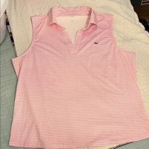 Vineyard Vines Pink Sleeveless Golf Collared Tank Top
